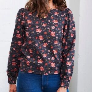 NWT WVN Finley Top Blouse  – Black Autumn Bloom Floral – Size Medium